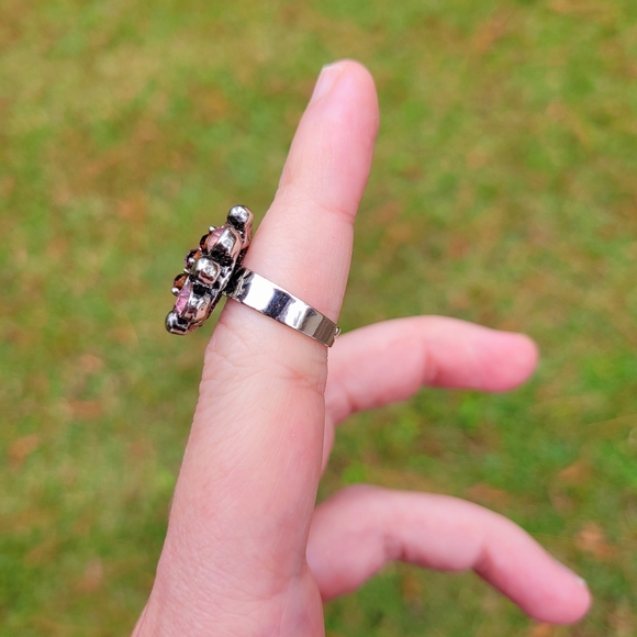 Purple Pink Plush Gemstone Silver Ring One Size Fits All - Picture 7 of 10